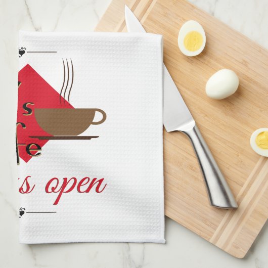 Mama Café immer geöffnet Geschirrtuch (Viertel Falte)