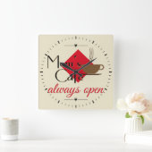 Mama Café immer geöffnet Quadratische Wanduhr (Zuhause)