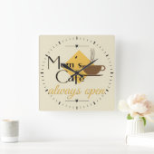 Mama Café immer geöffnet Quadratische Wanduhr (Zuhause)