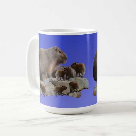 Mama Capybara mit Babys, Kaffee-Tasse Kaffeetasse (Vorderseite Links)