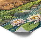 Mama Capybara und Babys Kinderzimmer Poster (Ecke)