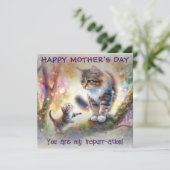 Mama Cat and Baby Mother Day Karte (Stehend Vorderseite)