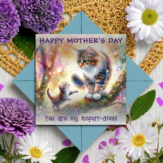 Mama Cat and Baby Mother Day Karte
