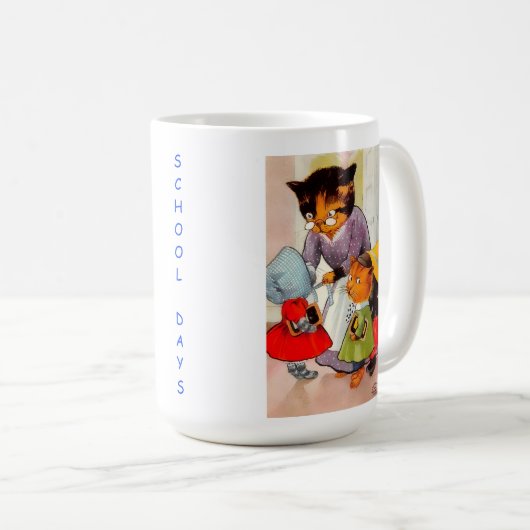 Mama Cat, Kätzchen Vorbereitung für die Schule Vin Kaffeetasse (VorderseiteRechts)