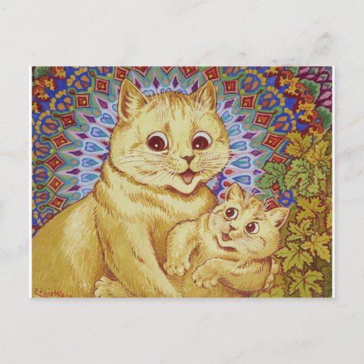 Mama Cat & Kitten (Louis Wain) Postkarte (Vorderseite)