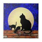 Mama Cat und Kittens Keramik Tile Fliese (Vorderseite)