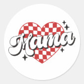 Mama Checkered Heart Runder Aufkleber (Vorderseite)