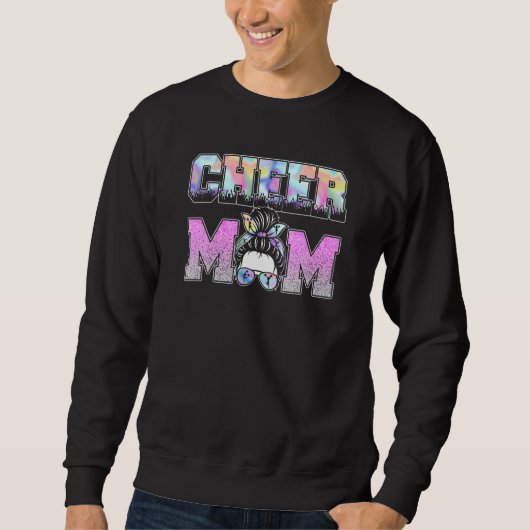 Mama Cheerleading Mama Messy Bun Leopard Moth Sweatshirt (Vorderseite)