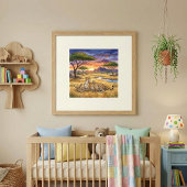 Mama Cheetah and Cubs Nursery Poster