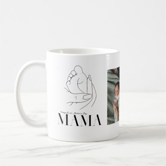 Mama | Chic Boho Lettering 3 Foto Kaffeetasse (Links)