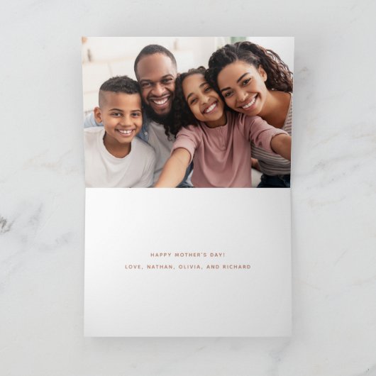 Mama | Chic Boho Script and Heart with Foto Karte (Innenseite)