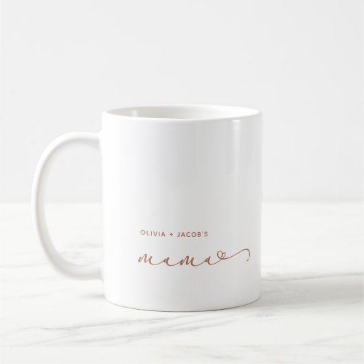 Mama | Chic Boho Script and Heart with Kids Names Kaffeetasse (Links)