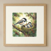 Mama Chickadee und Küken Kinderkrippe Poster