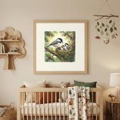 Mama Chickadee und Küken Kinderkrippe Poster