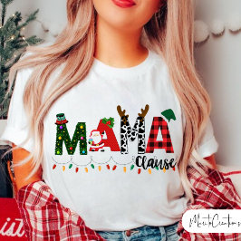 Mama Claus Christmas, Christmas, Red buffalo Mom. T-Shirt