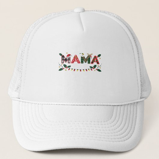 Mama Claus Christmas – Cute Festive Holiday Typogr Truckerkappe (Vorderseite)