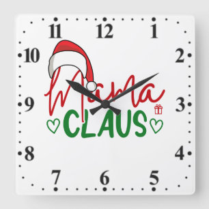 Mama Claus Christmas Design-60094 Quadratische Wanduhr