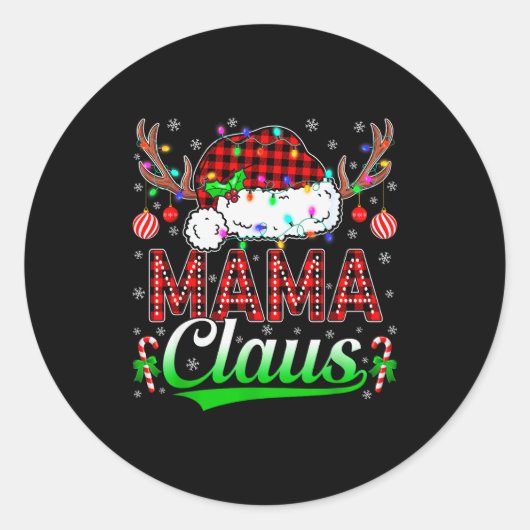 Mama Claus Christmas Lights Matching Family Xmas P Runder Aufkleber (Vorderseite)