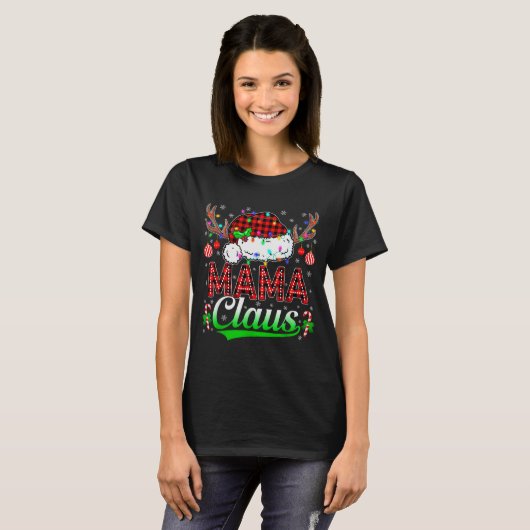 Mama Claus Christmas Lights Matching Family Xmas P T-Shirt (Vorne ganz)