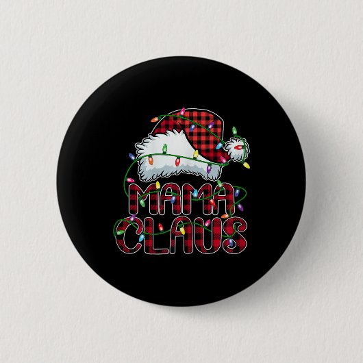 Mama Claus Christmas Lights Pajama Familie Matchin Button (Vorderseite)
