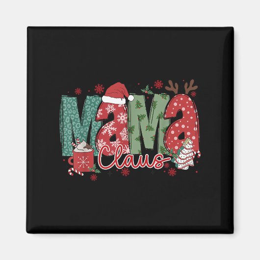 Mama Claus Christmas Pajama Santa Claus Family Mat Magnet (Vorne)