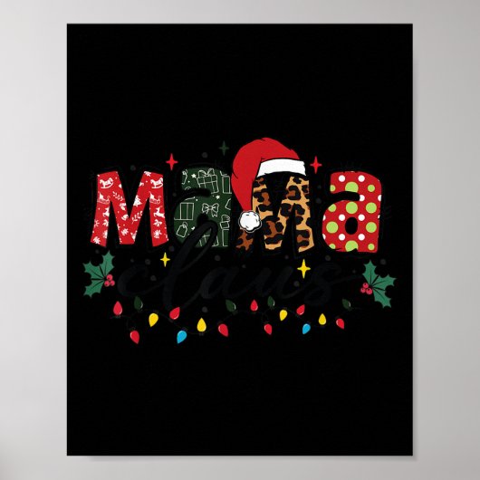 Mama Claus Christmas Pajama Santa Claus Family Mat Poster (Vorne)