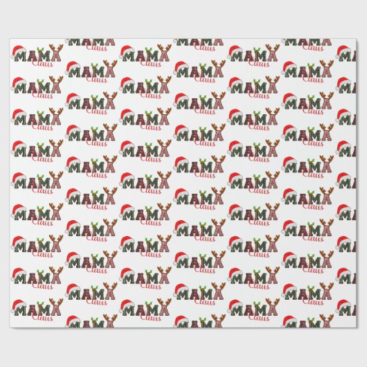 Mama Claus Decorative Design Weihnachten Geschenkpapier (Flach)