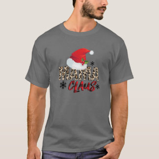 Mama Claus Kariert Leopard Weihnachtsfeier T-Shirt