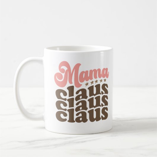 Mama Claus Retro Groovy Weihnachtsferien Kaffeetasse (Links)