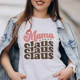 Mama Claus Retro Groovy Weihnachtsferien Tri-Blend Shirt