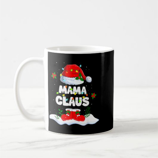 Mama Claus Santa Matching Family Christmas Lights Kaffeetasse (Links)