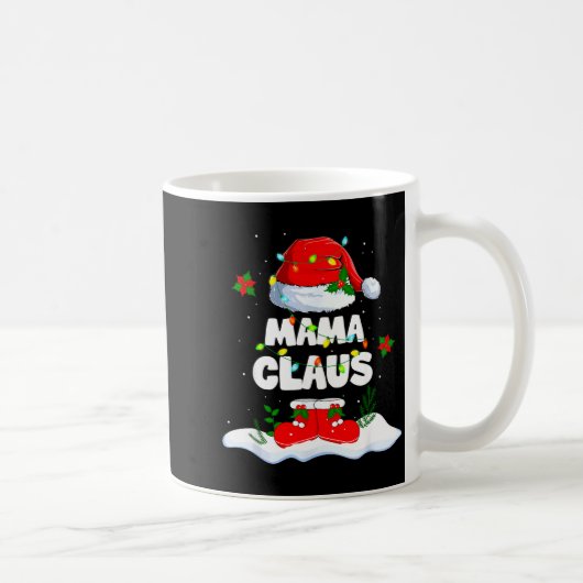Mama Claus Santa Matching Family Christmas Lights Kaffeetasse (Rechts)