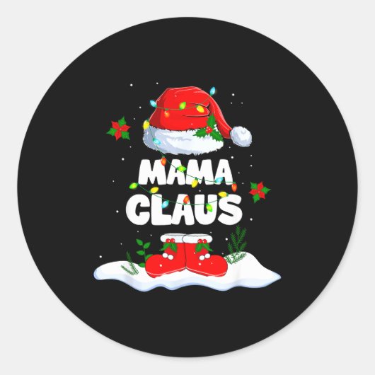 Mama Claus Santa Matching Family Christmas Lights Runder Aufkleber (Vorderseite)