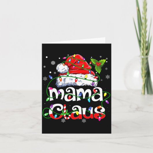 Mama Claus Shirt Christmas Lights Pajama Family Ma Karte (Vorderseite)