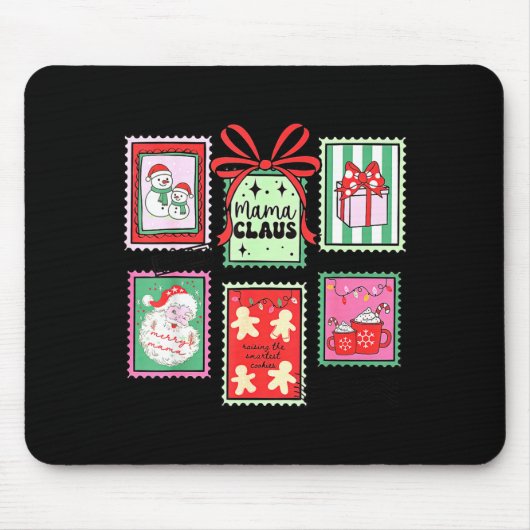 Mama Claus Weihnachten Mutter Stempel Schleife Pyj Mousepad (Vorne)