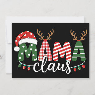 Mama Claus Weihnachten Santa Hut Rentiere Lichter Einladung