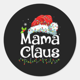 Mama Claus Weihnachts-Pyjama Familie passende Xmas Runder Aufkleber