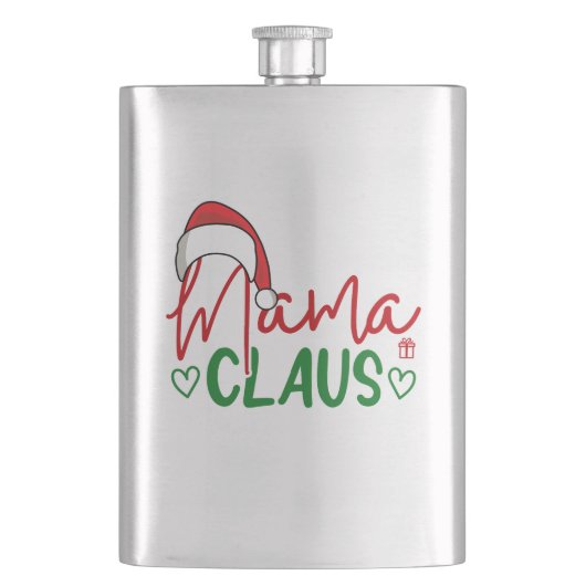 Mama Claus Weihnachtsdesign Flachmann (Vorderseite)