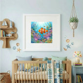 Mama Clownfish and Fry Nursery Poster