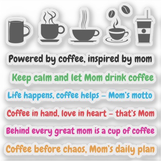 Mama Coffee Lover Quotes (11 PCS) Funny Stickers Aufkleber (Vorderseite)