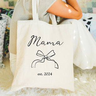 Mama   Coquette Black Bow and Script Tote Bag Tragetasche