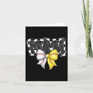 Mama Coquette Bow Game Day Baseball Softball Cheer Karte