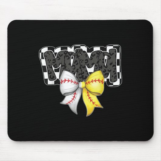 Mama Coquette Bow Game Day Baseball Softball Cheer Mousepad (Vorne)