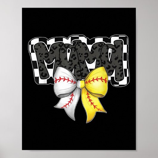Mama Coquette Bow Game Day Baseball Softball Cheer Poster (Vorne)