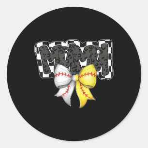 Mama Coquette Bow Game Day Baseball Softball Cheer Runder Aufkleber