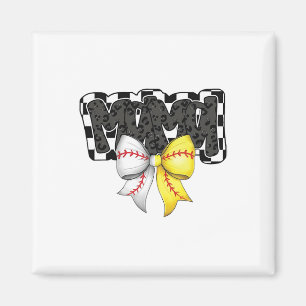 Mama Coquette Bow Game Day Bysebyll Softbyll Cheer Magnet