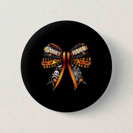 Mama Coquette Bow Pumpkin Niedlich Halloween Women Button (Vorderseite)