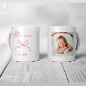 Mama | Coquette Pink Bow und Baby's Foto Kaffeetasse