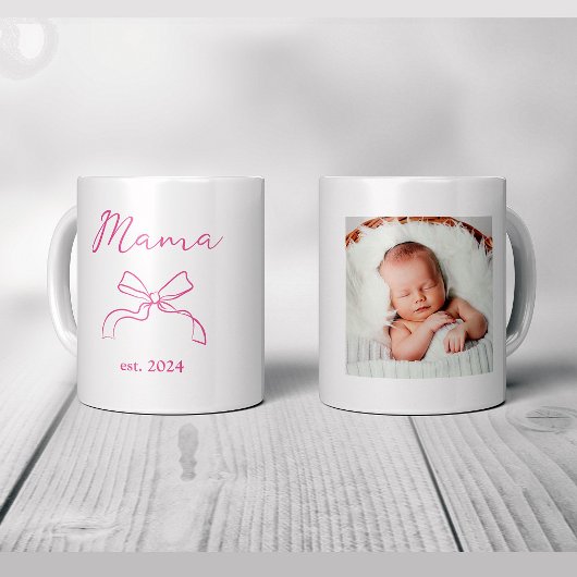 Mama | Coquette Pink Bow und Baby's Foto Kaffeetasse