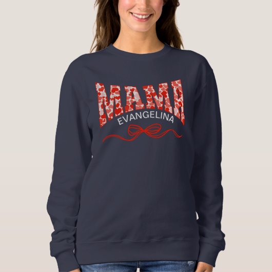 MAMA Coquette Red Hearts Personalisiert Sweatshirt (Vorderseite)